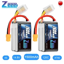 Zeee-batterie Lipo 14.8V, 120C, 1500mAh, 2 unités, batterie 4s, Graphene RC, avec connecteur XT60, pour voiture RC, camion, avion FPV