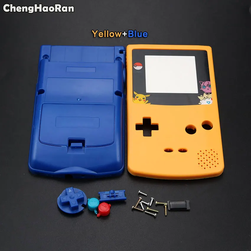 Yellow Blue ChengHaoRan полный корпус оболочки крышка для nintendo Запчасти для Gameboy консоль GBC корпус оболочки пакет с кнопкой набор винтов - Цвет: Yellow Blue