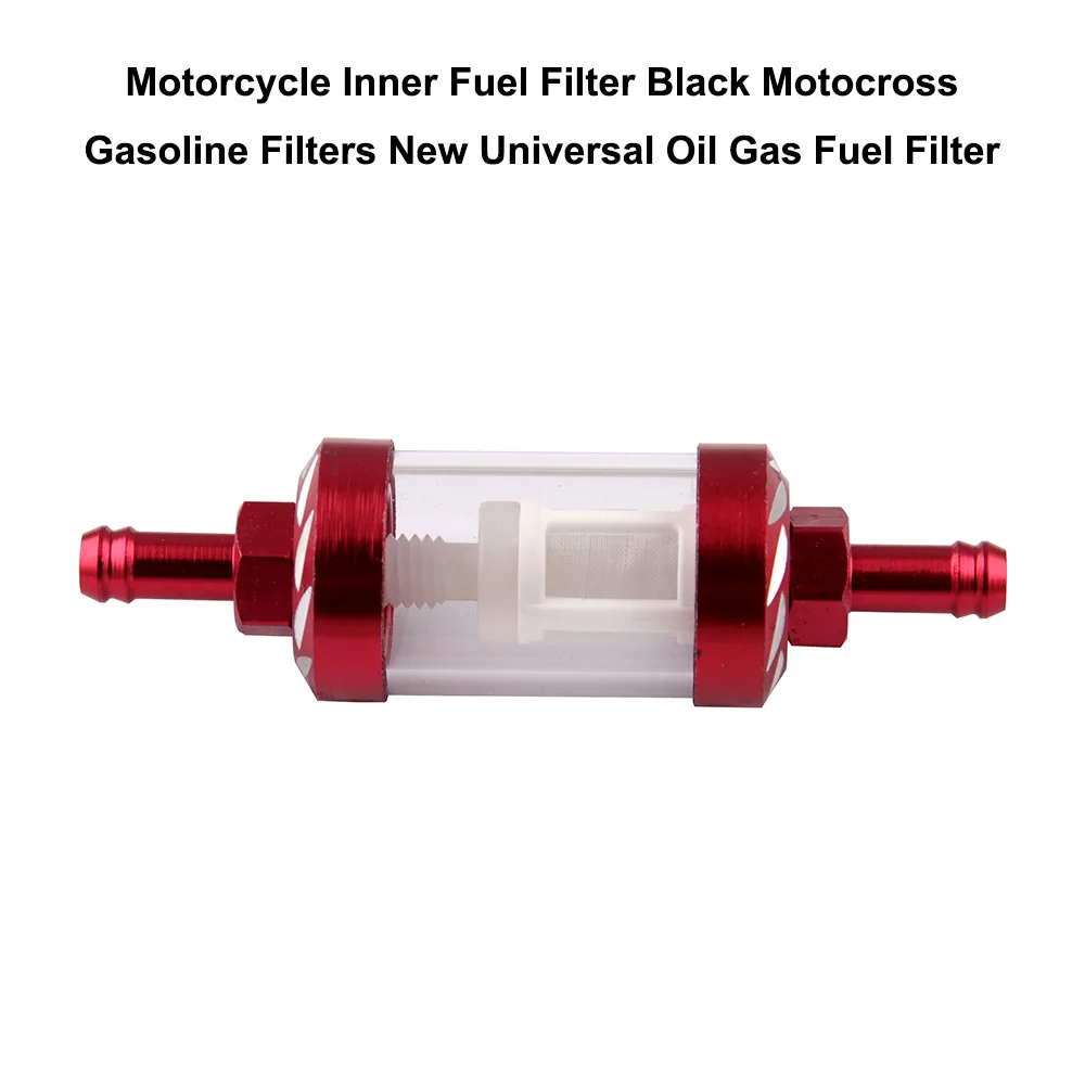 8mm CNC Aluminum Alloy Glass Motorcycle Gas Fuel Gasoline Oil Filter Moto Accessories for ATV Dirt Pit Bike Motocross