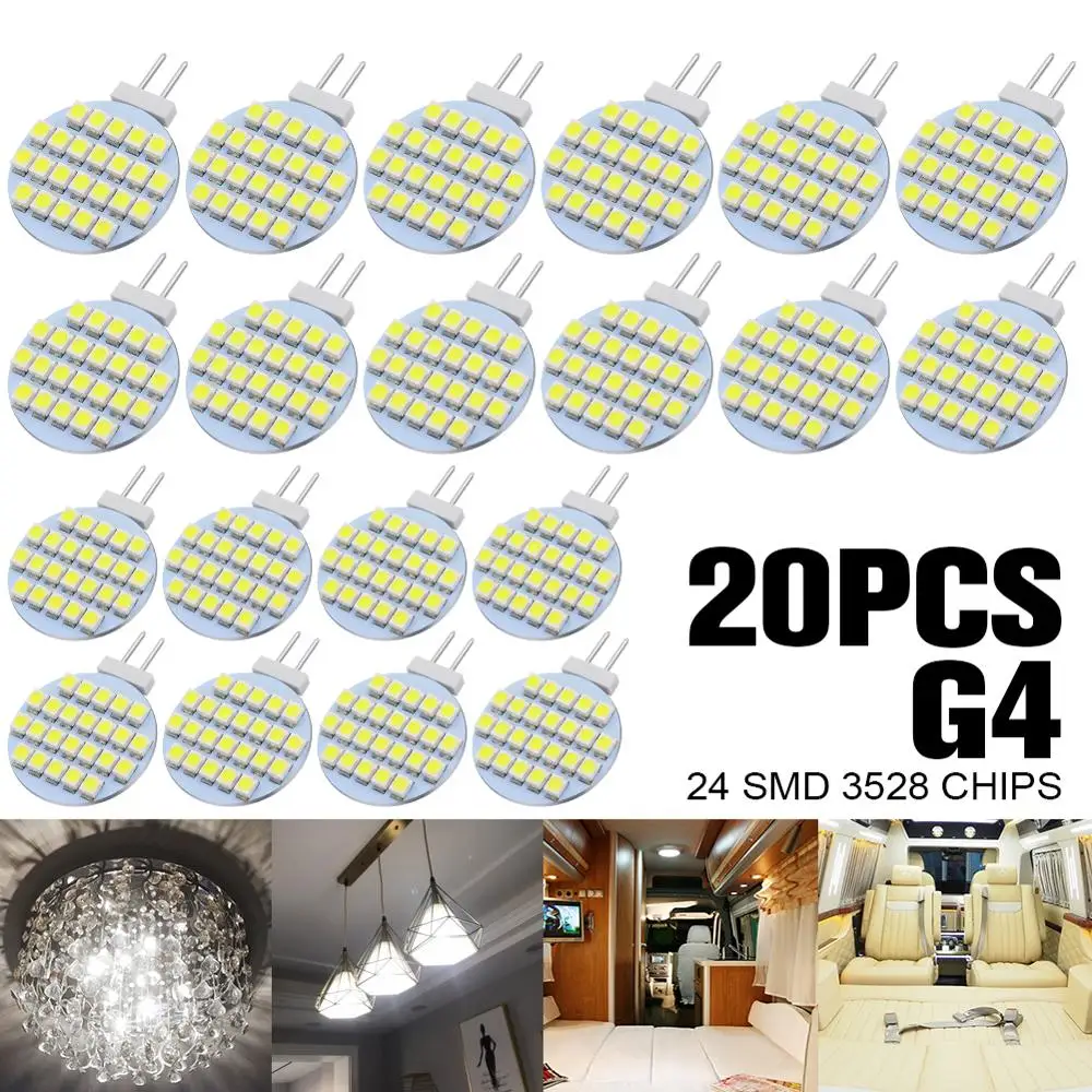 20 шт. высокая яркость G4 24 SMD 3528 CHIIPS светодиодный светильник белый DC 12 В для дома
