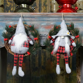 

Christmas Wreath Swedish Gnome for front Door Scandinavian Tomte Santa Ornaments R9JC