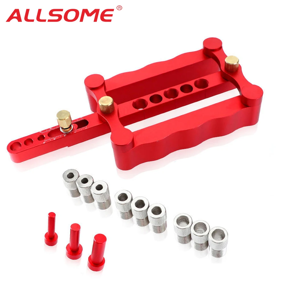 ALLSOME 6/8/10mm Self centering Woodworking Doweling Jig Drill Guide Wood Dowel Puncher