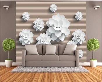

3d Photo Wallpaper HD Stereoscopic White Flower Living Room Bedroom Background Wall Decoration Mural Wallpaper