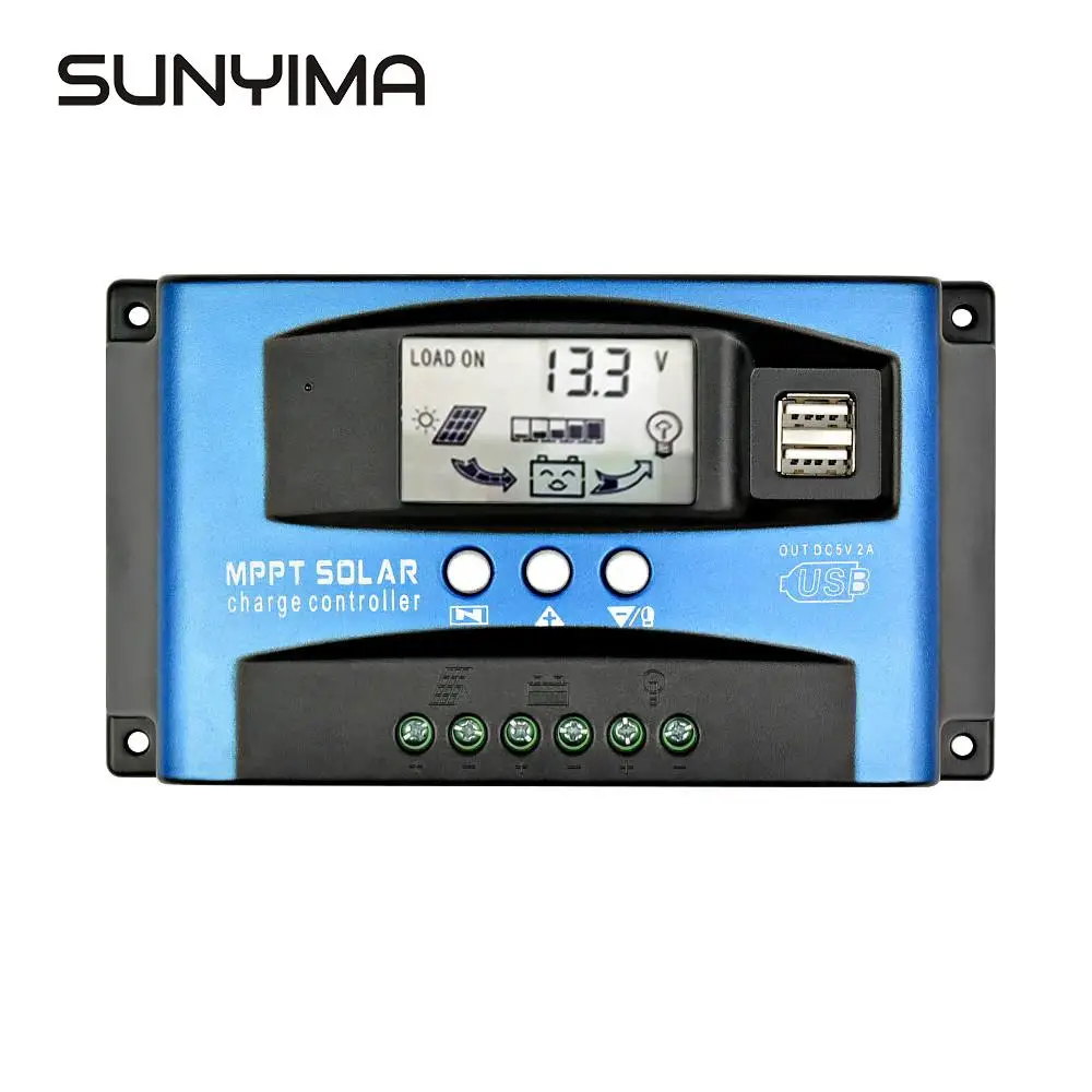 Солнечный контроллер заряда SUNYIMA 30 А 60 MPPT двойной USB ЖК-дисплей 12 В 24