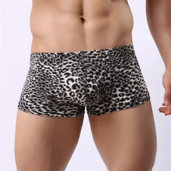 

Mens Underwear Knickers 2019 Boxer New Leopard-Print Sexy Low-Waist Sweat-Absorbing Flat-Angle Underwear Boxer Shorts Men