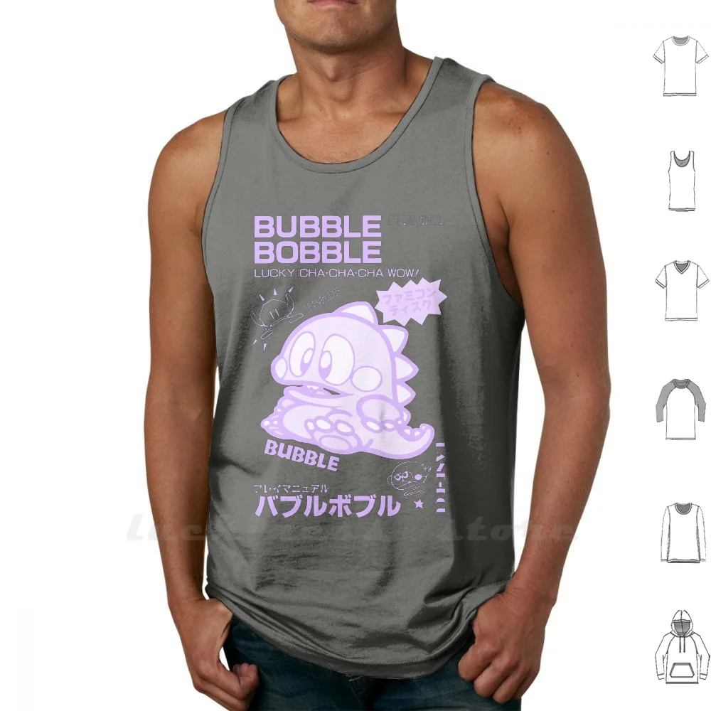 Bubble Bobble (Viola) Canotta Gilet Di Cotone Senza Maniche Uomo Donna Bubble Bobble Kawaii Carino Giapponese Viola Arcade 1980S
