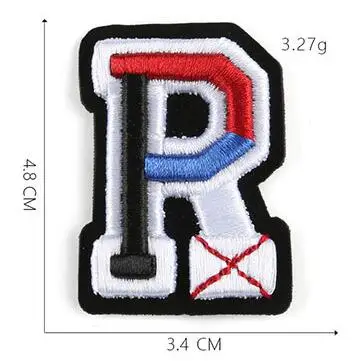 3D значок с вышивкой, нашивка Цвет значок A-Z 26 английские буквы ткань для поделок своими руками создание логотипа письмо рюкзак для одежды украшение на шляпку - Цвет: R