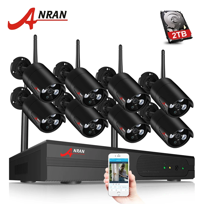 ANRAN 8CH CCTV системы беспроводной 1080 P NVR с 2.0MP открытый водостойкий Wi Fi безопасности камера ночное видение наблюдения комплект