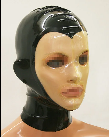 Латекс Gummi Schwarz анти-зажим для волос Maske Kapuze капюшон плотный Косплей 0 4 мм S-XXL |