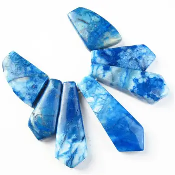 

7Pcs/Set 42x15x7mm/24x17x5mm Blue Crazy Lace Agates Arrow Pendant Bead 61TJ