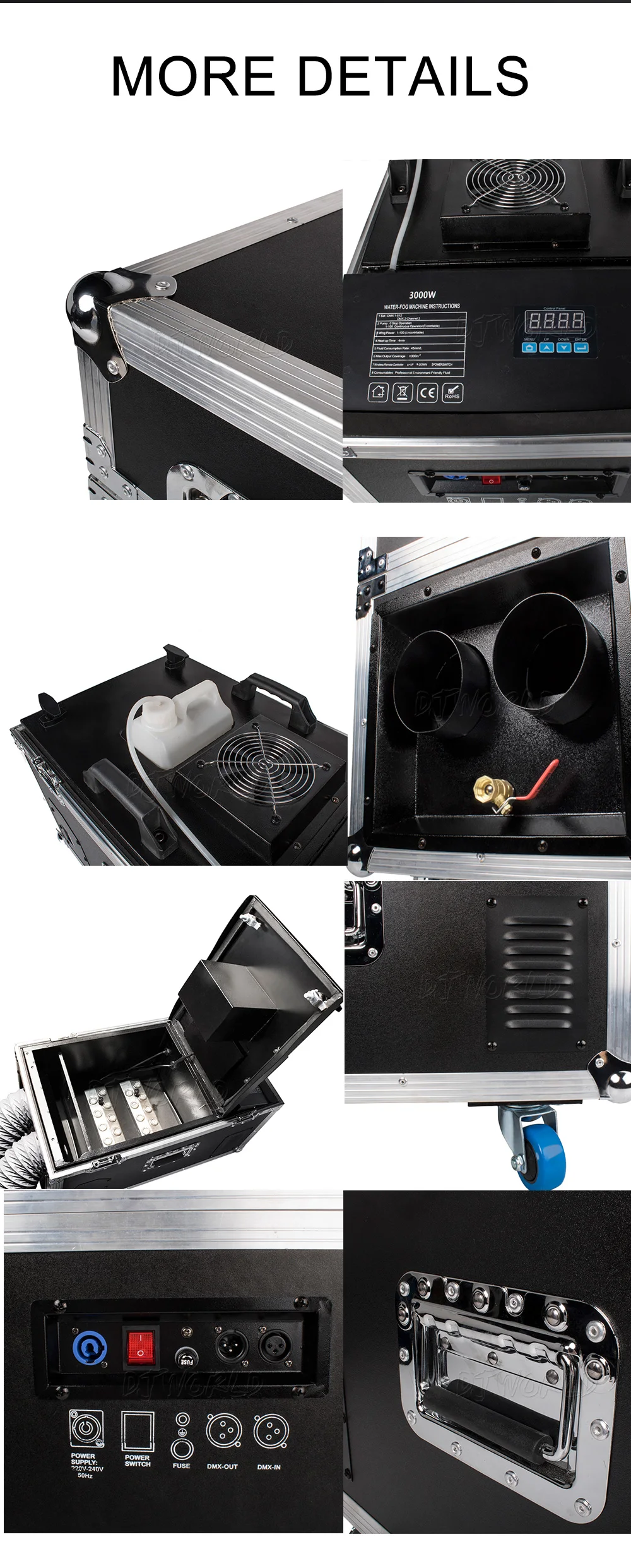 Djworld 2000 Вт машина для водяного тумана с Flightcase DMX512 оборудование для создания сценических эффектов атмосферу для Dj диско Шоу Dj оборудование