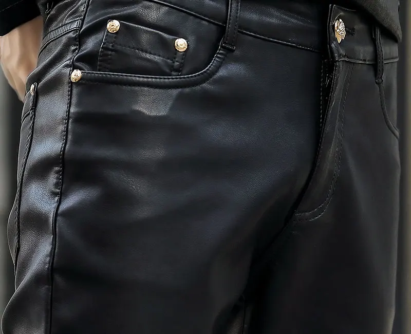 Осенние камуфляжные штаны в Корейском стиле из искусственной кожи, мужские повседневные обтягивающие камуфляжные брюки из искусственной кожи, 28-36
