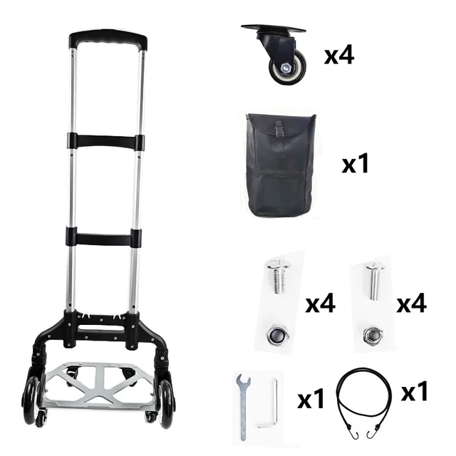 Világítson Fel A Háztartási Hegymászó Lépcsőn Kocsi Hordozható Összecsukható Poggyászkocsi Pótkocsi Kis Húzó Rakománykezelés - Image 5