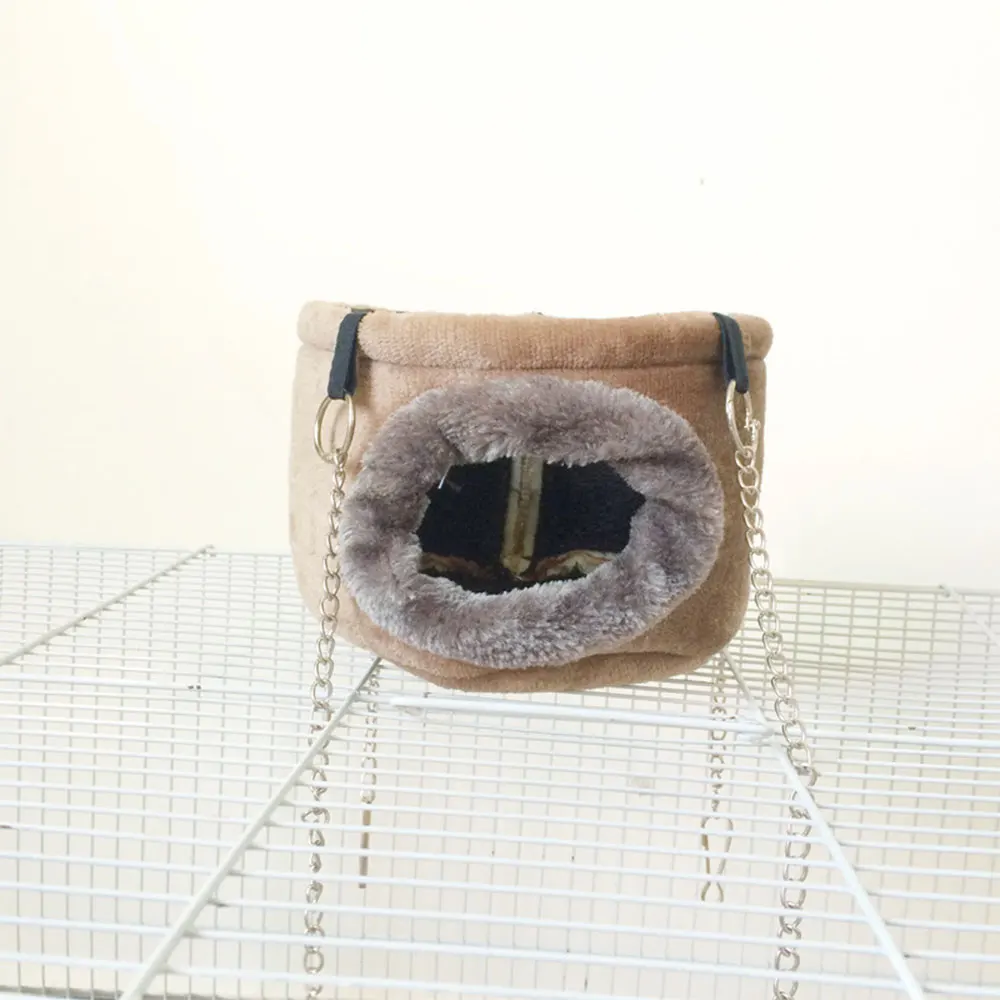 Попугай хижина коричневый боди с принтом «Snuggle висит дерево клетка белка висит пещера небольшой Животные гамак с 4 шт. Цепочки плюшевые игрушки теплая кровать