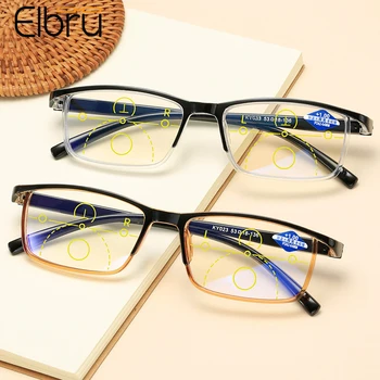 

Elbru Anti-blue Light Reading Glasses Smart Zoom Progressive Multi-focus Bifocals Presbyopic Eyeglasses Unisex +1.0 to +4.0