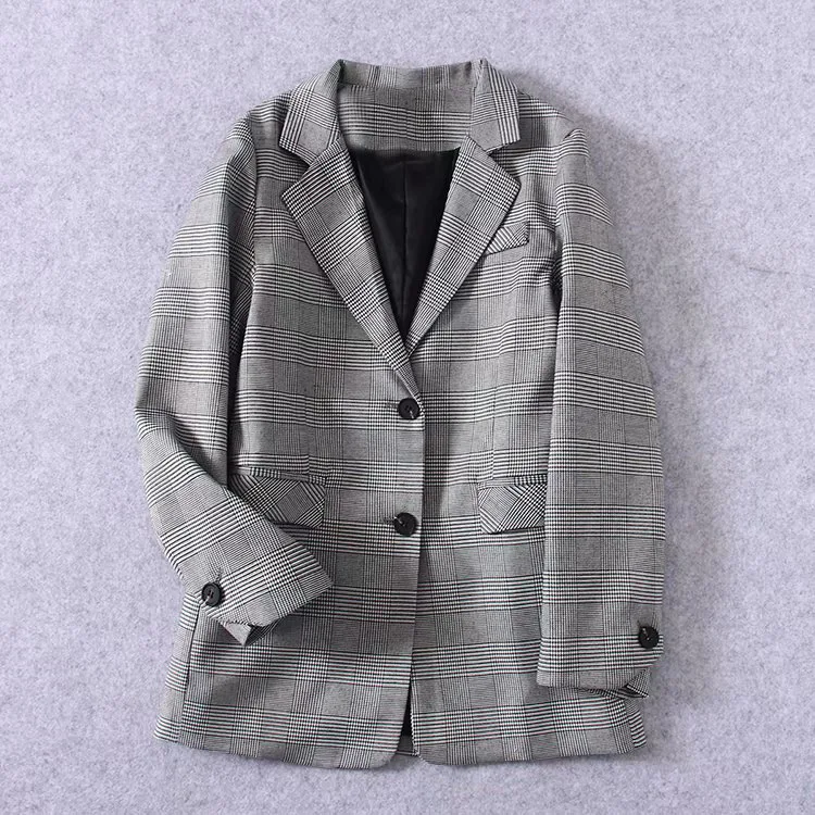 

F2804-Western Style WOMEN'S Dress 2019 Spring And Autumn New Style Two-Button Retro Pattern Suit Jacket Women's