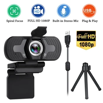 

USB2.0 PC With Privacy Cover And Tripod Buit-in Microphone Live Streaming Noise Reduction Drive Free Full HD Webcam Conferencing
