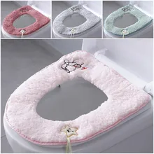 Теплый мультяшный мягкий унитаз для ванной комнаты, моющееся сиденье для унитаза, верхняя крышка, коврик, аксессуары для ванной комнаты