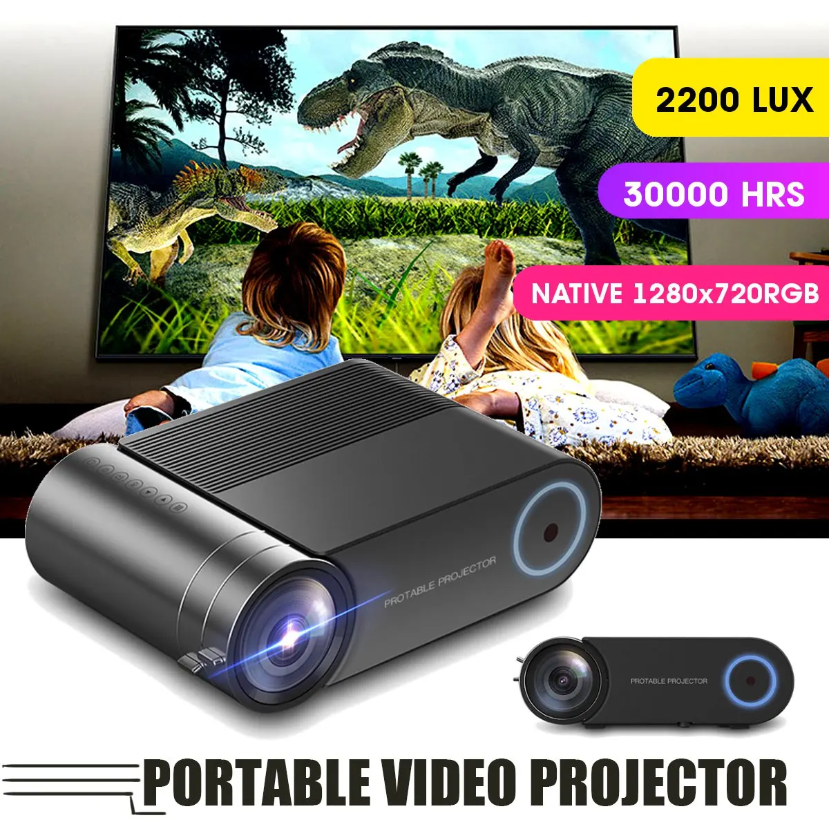 Flash Deals GjDpL 4K 3800 Lumes mini projecteur LED Vidéoprojecteur Portable pour La Maison Extérieure de Soutien au Cinéma HD Affichage Pour iPhone/Android