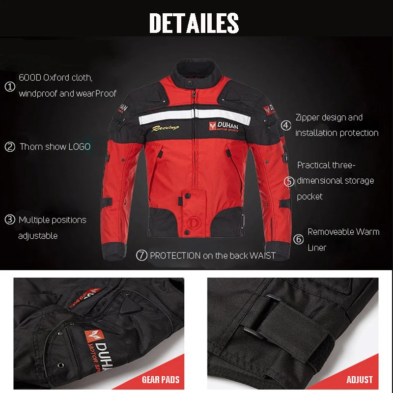 Duhan Jacket Motorcycle Winter Moto jackets Body Guard Protection 5 pcs Protective Gears 4 seasons capacete de motocross clothes