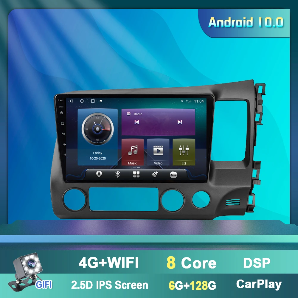 

â€‹OKNAVI 10'' Android 9.0 For Honda CIVIC 2006-2011 Multimedia Navigation GPS Car 4G WIFI DSP Carplay Radio Video Player No DVD
