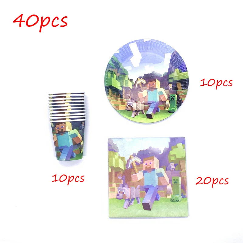 BeiPanZhi 40pcs 41 шт., подарочные скатерти для вечеринок на день рождения, одноразовые кружки, тарелки, салфетки, столовые приборы - Цвет: BeiPanZhi 40pcs