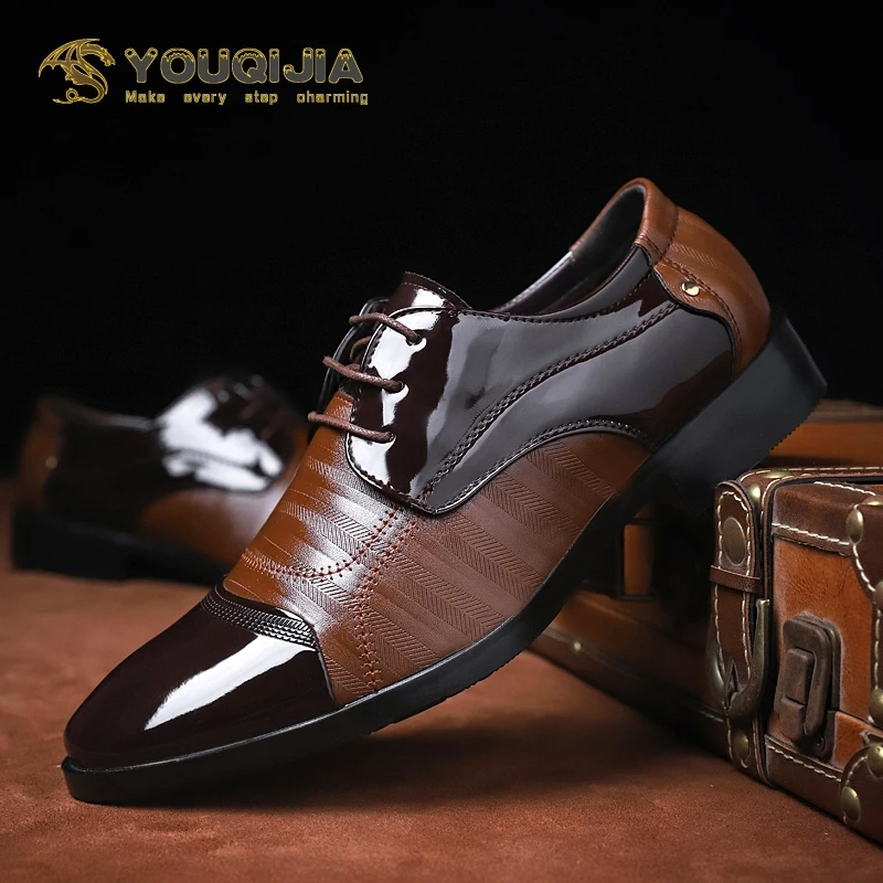 

YOUQIJIA Casual PU Leather Shoes Men Suede Spring Autumn Retro Oxford Wedding Reception Dress Shoes Zapatos Formales Plus Size