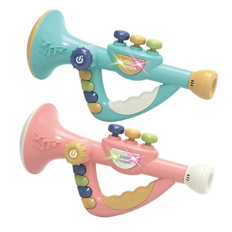 Kids Plastic Trumpet Toy Trumpet Horn with Music and Lights Educational