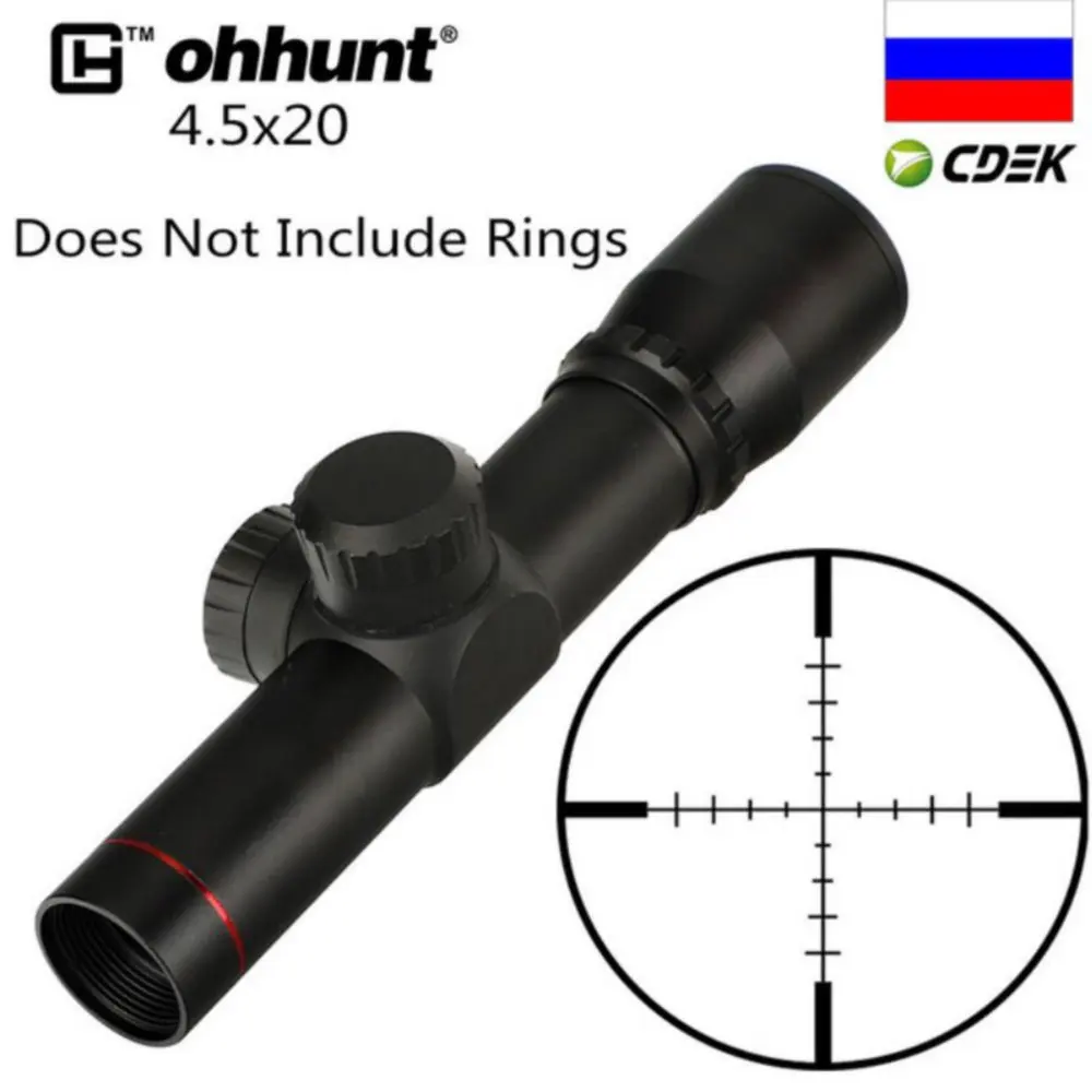 

ohhunt 4.5x20 1 inch Compact Hunting Rifle Scope Tactical Optical Sight P4 Glass Etched Reticle Riflescope Flip-open Lens Caps