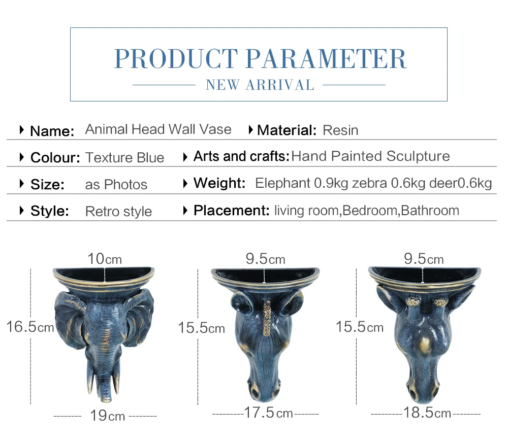 Голова Животного декоративные настенные вазы Декор для цветов ваза для украшения интерьера винтажная подвесная ваза из смолы настенные украшения