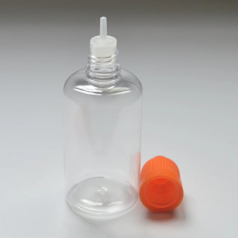 

100pcs Clear Empty PET Hard 50ml Bottle Plastic Dropper Bottles With Childproof Cap 50cc E Liquid Needle Vial