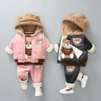 

Winter Clothes 2020 New Children's Double Layer With Velvet And Thickened Three-Piece Baby And Boy's Thick David Suit Winter Clo