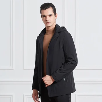 

New 2019 Casual Mens Jackets Waterproof Dark Blue Mens Jackets with Hood English High Quality Mens Winter Clothes Plus Size 4XL
