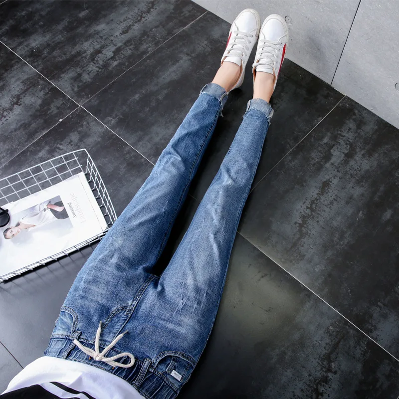 Jeans woman Stretch Pencil Pants Thin Loose Elastic Leisure Feet Ankle-Length Pants Women Jeans 2020