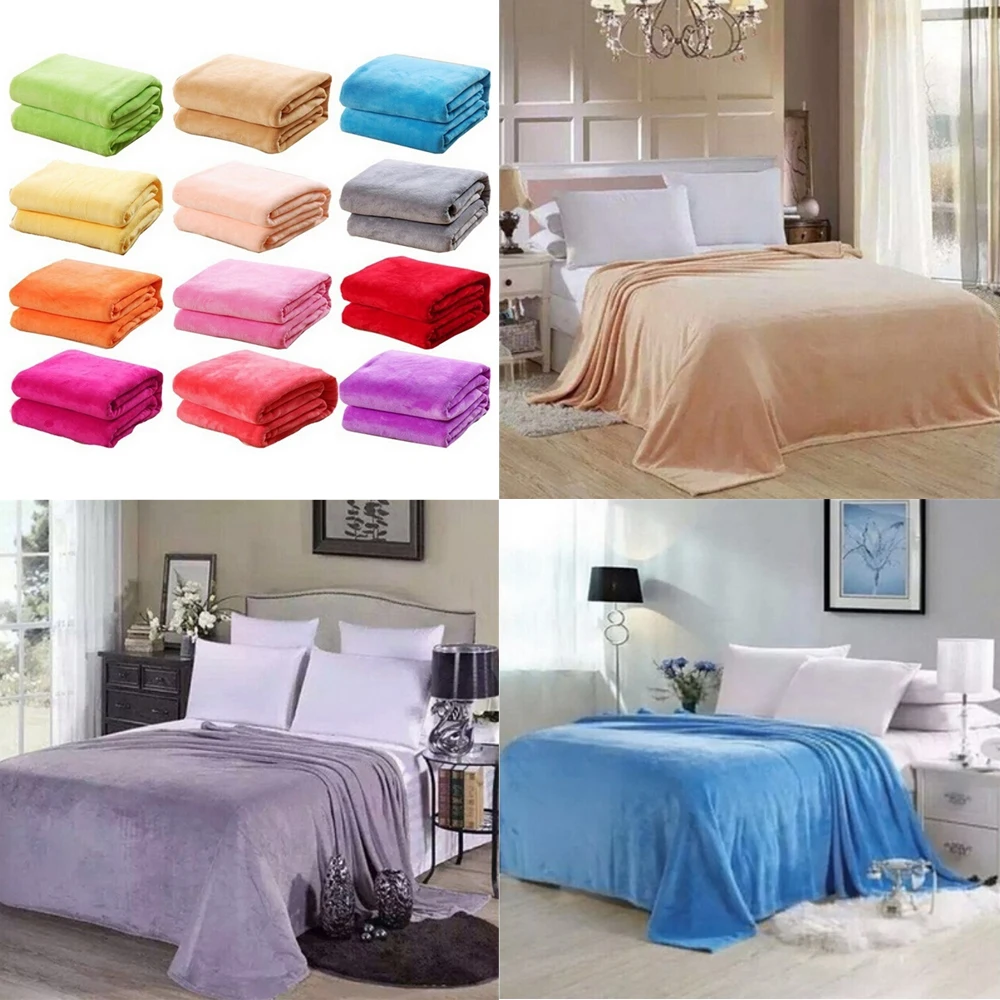 Couverture en Peluche en Flanelle,150 x 200cm,Bleu Clair Couverture en Duvet /Épais DEZENE Couverture Polaire avec Pompon,Couverture Confortable en Cachemire Douce sur Le Canap/é-lit