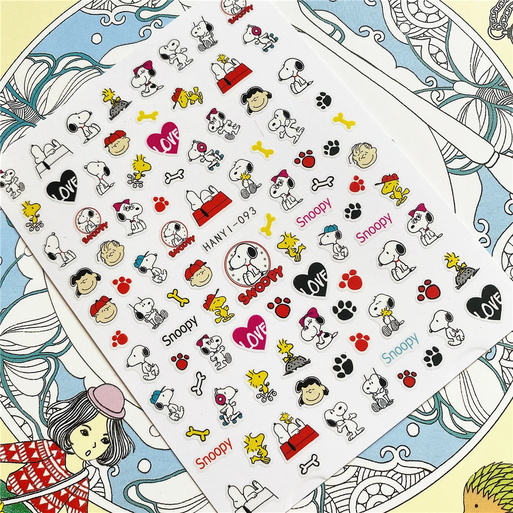 HANYI-093 HANYI-164 Happy dog Shar Pei 3D Back glue Nail Art Stickers Decals Sliders Nail ornament decoration