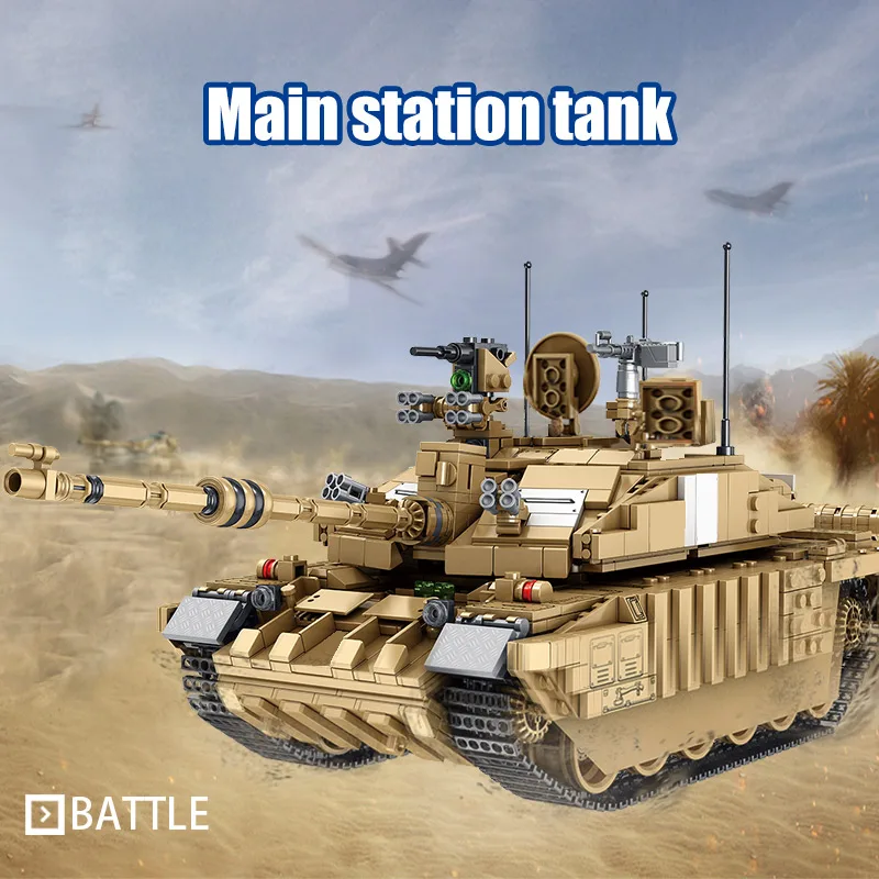  1687PCS Military Challenger 2 Main Battle Tank Model Building Blocks For Legoingly WW2 Army Soldier