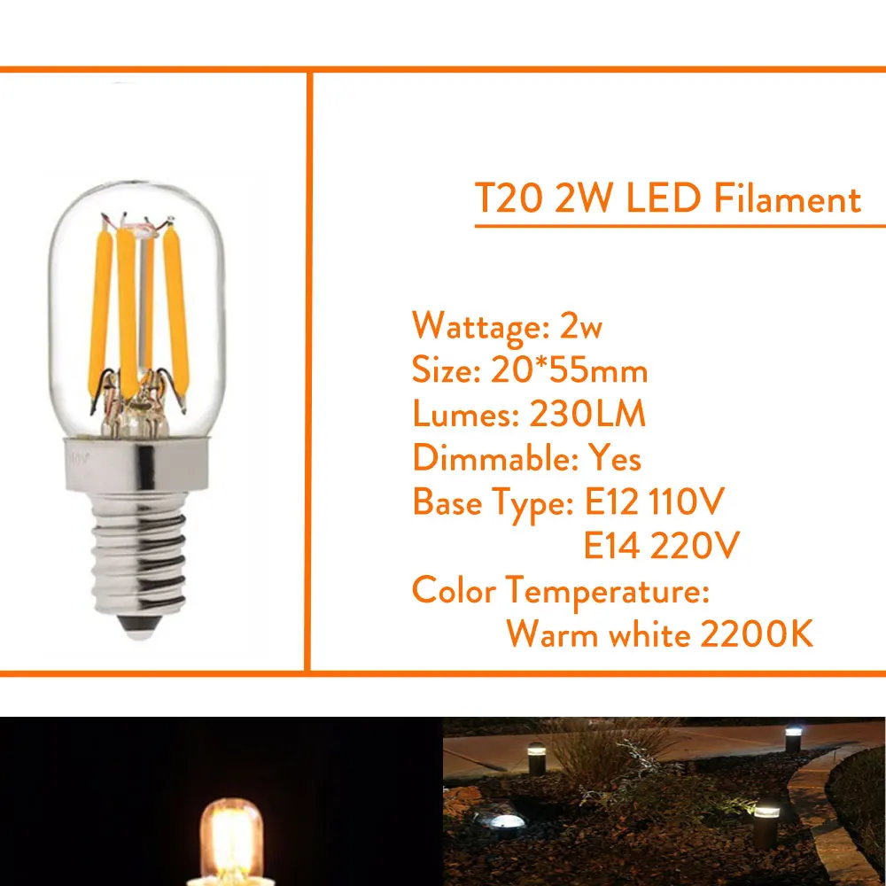 С регулируемой яркостью C7 T20 E14 светодиодный лампы E12 110V 220V 0,5 Вт 1 2 Вт Светодиодный светильник светодиодный Лампа накаливания Эдисона ночной Светильник Люстра светодиодный лампы для дома