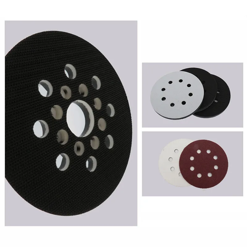 2Pcs 5" Dia 8 Vacuum Holes Hook&Loop Sanding Pad Sander Backing Pads For Drill Rotary Tool Discs