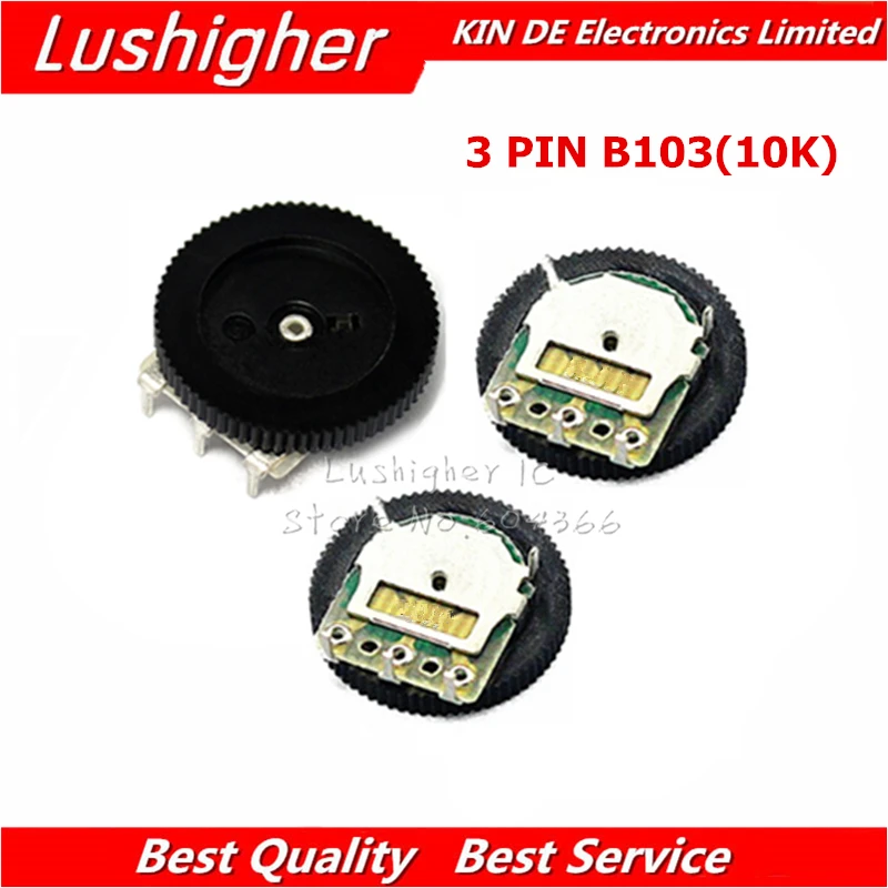 5pcs 3pin Gear Tuning Potentiometer B103 10K 103 16*2mm Dial | Электронные компоненты и принадлежности