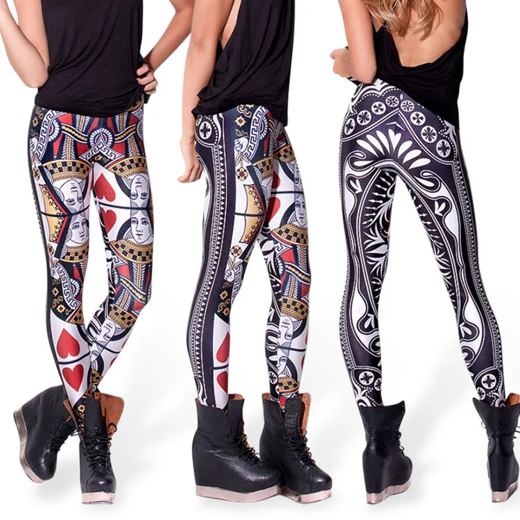 

Leggings Cool Poker Printed Red Queen Fashion Digital Printing Hip Hop Capri Pants