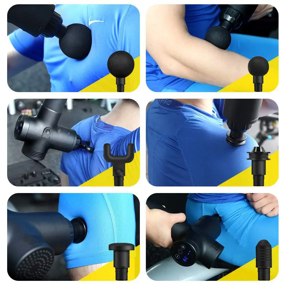 Muscle Massage Gun 20 Speeds Percussive Vibration Therapy Deep Tissue Massager Relax Pain Relief Fascia Massage Machine 6 Heads