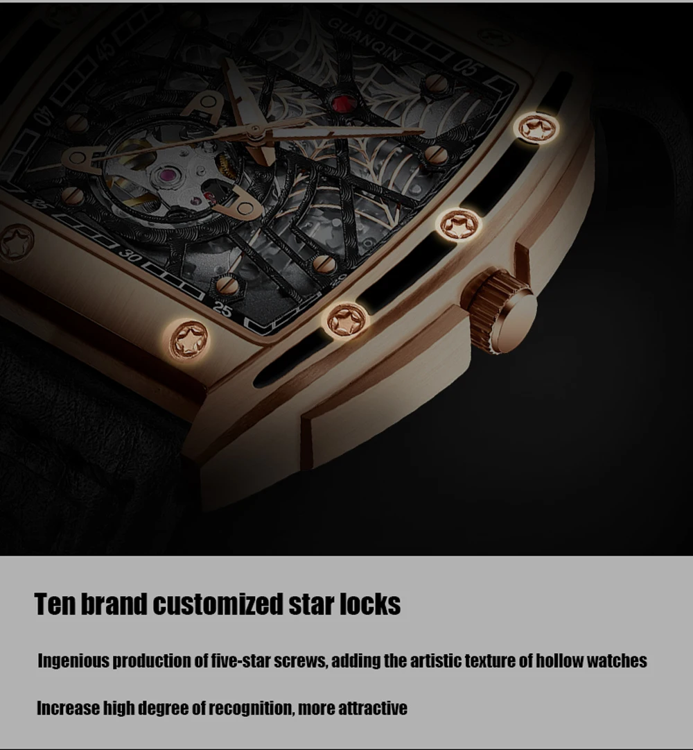 GUANQIN Steampunk Men's Watches Brand Luxury Hollow Automatic Mechanical Watch Men Tourbillon Stainless Steel Reloj Hombre 2022 mechanical watches for women