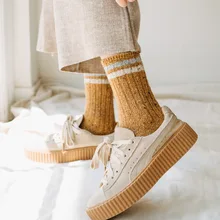 Dreamlikelin простые осенние зимние толстые теплые женские носки полосатые студенческие свободные носки шерстяные носки