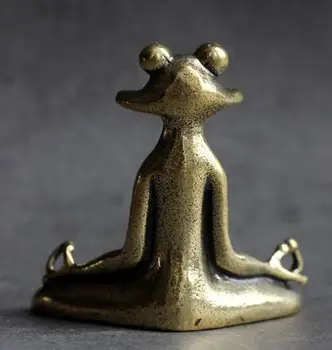 

Collectable Chinese Brass Carved Lovely Frog Lotus Flower Tea Pet Incense Insert Exquisite Small Statues Statue estatuas