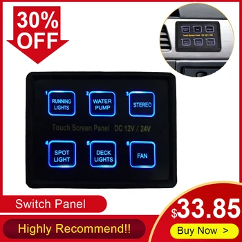 

DC12-24v 6 Gang Film Switch Panel Full Touch Screen Waterproof Universal Circuit Control for Truck Marine Boat Jeep Car ATV UTV