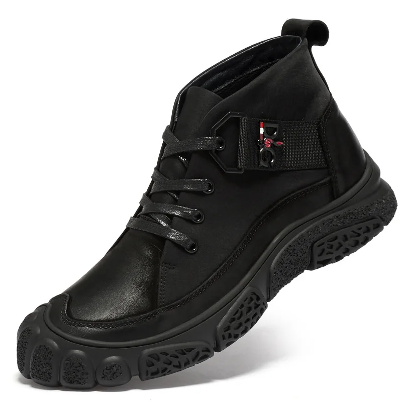 

Autumn And Winter Genuine Leather Outdoor Casual Men's Boot Short Lace-up Snowfield Hiking Boots Comfortable Versatile Men's Wor
