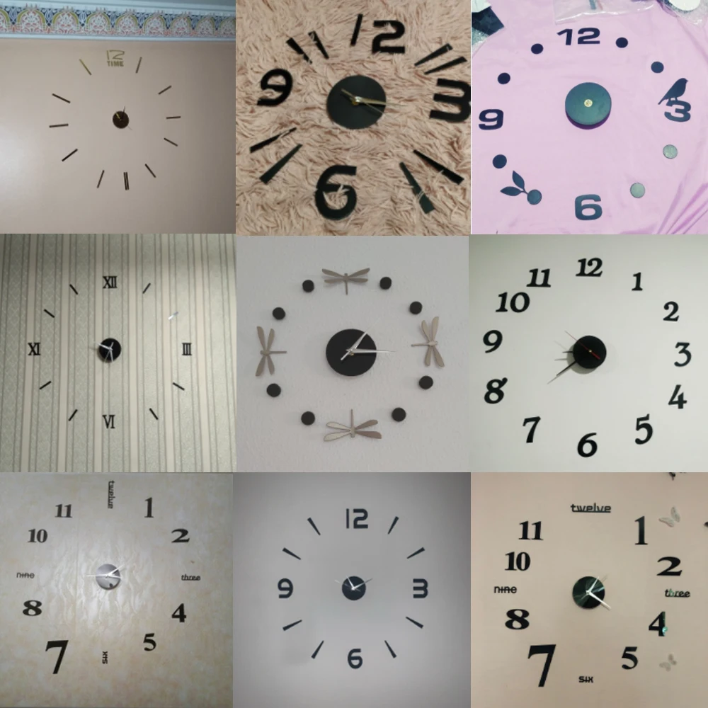 DIY Wall Clock 3D Mirror Clock Creative Acrylic Wall Stickers Living Room Quartz Needle Europe horloge Home Decor Drop shipping