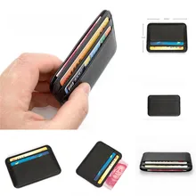 Porta carte di credito in vera pelle Mini porta carte d'identità borsa piccola nera per uomo portafoglio da uomo sottile porta carte 1pc