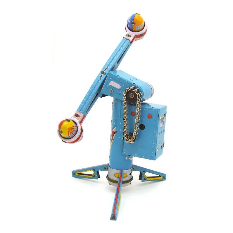 

Reminiscence Antique Clockwork Tin Children Adults Toys Wind Up Robots Iron Models Craft Rotating Rocket Ferris Wheel